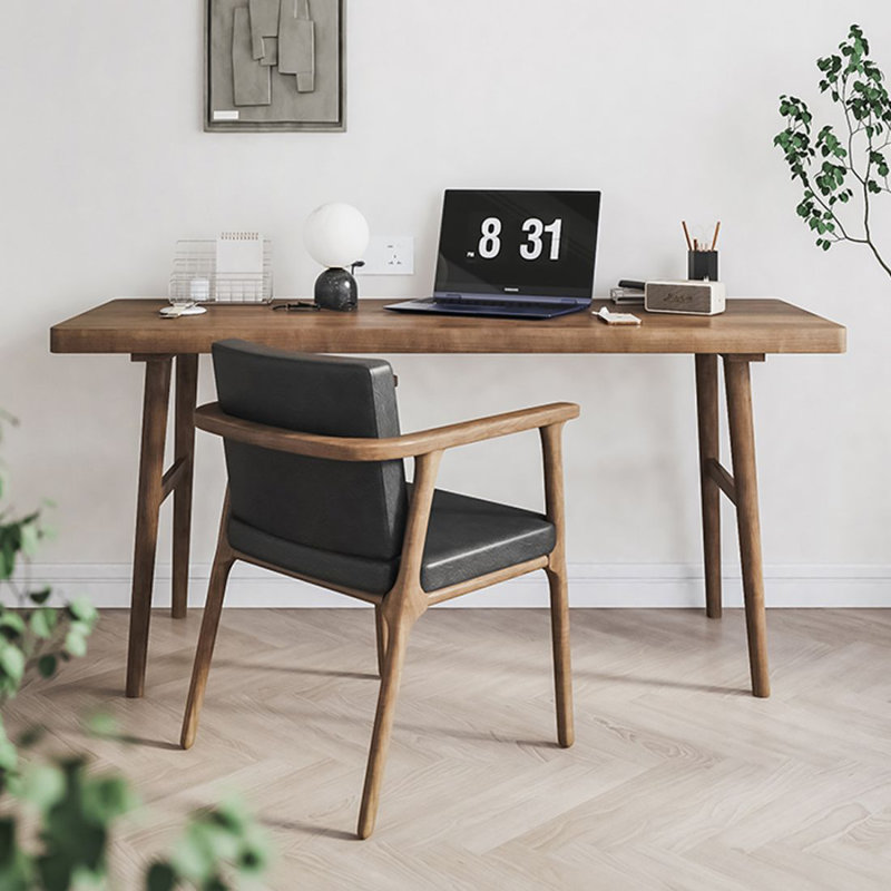 Bureau d'écriture rectangulaire en bois massif brun noisette, H 29,53 po x l 70,87 po x P 23,62 po