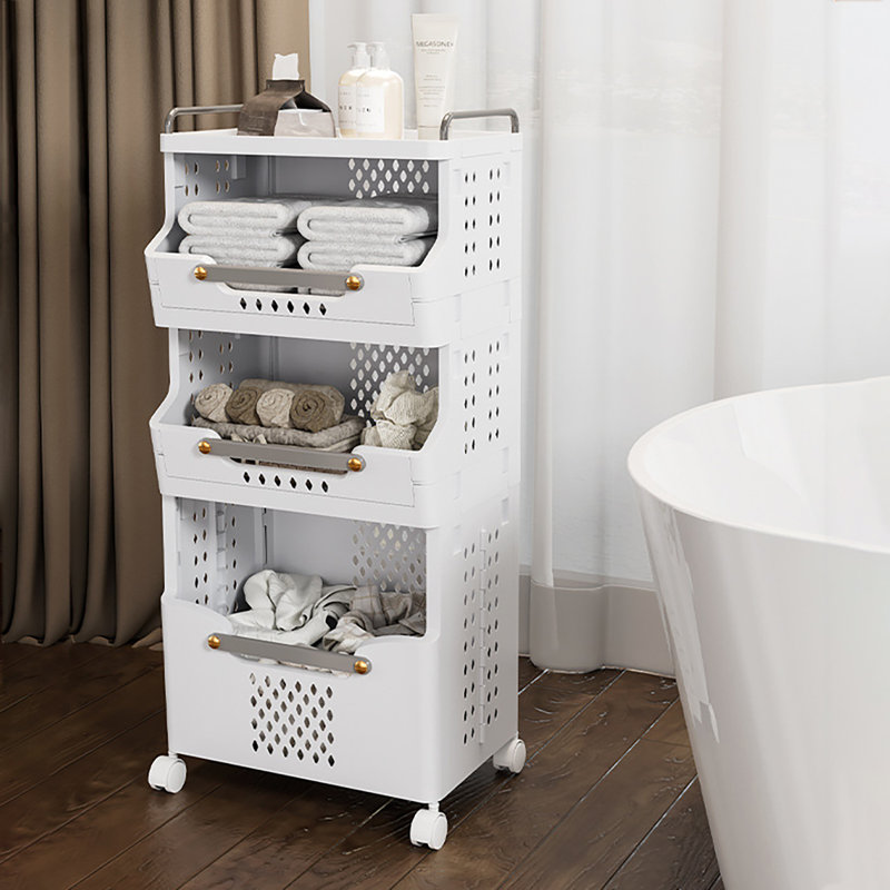 3-Tier Foldable Laundry Basket, Laundry Basket With Wheels