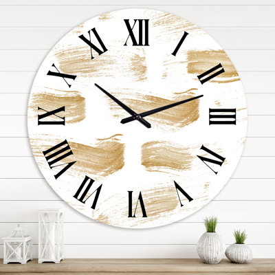 Golden Abstract Strokes - Modern wall clock