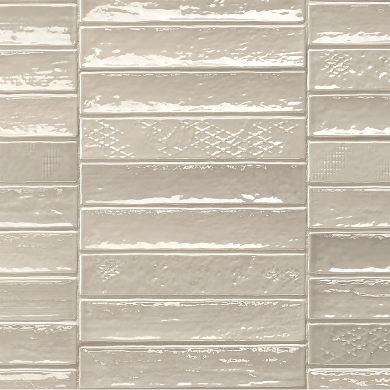 Atelier 2" x  10" Patterned Subway Tile, Silver Marlin