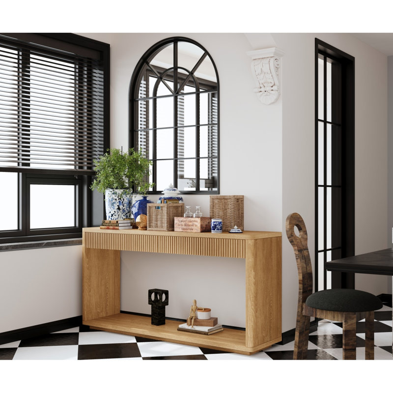 60 po. Console cannelée 60 po Modern, Bois naturel