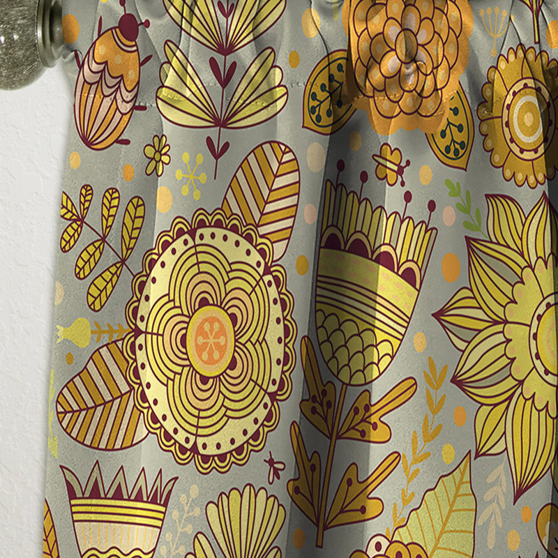 Panneau simple de rideau occultant moderne à motif floral avec motif floral, L 52 po x L 120 po
