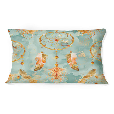 Coussin boho brun et turquoise Dreamcatcher IV - Boho