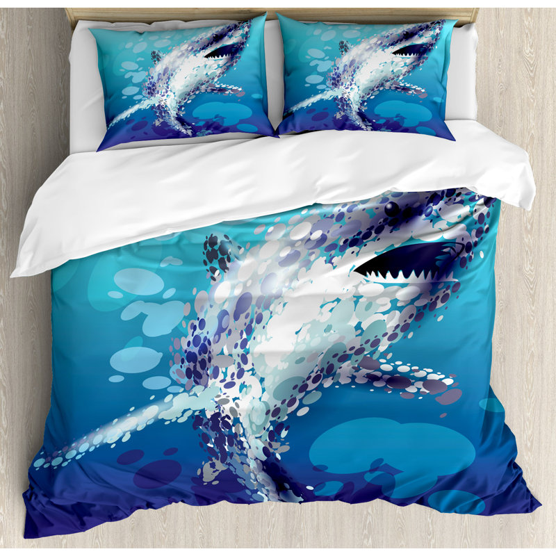 Sea Animal Coastal Polyester Duvet Cover, Queen