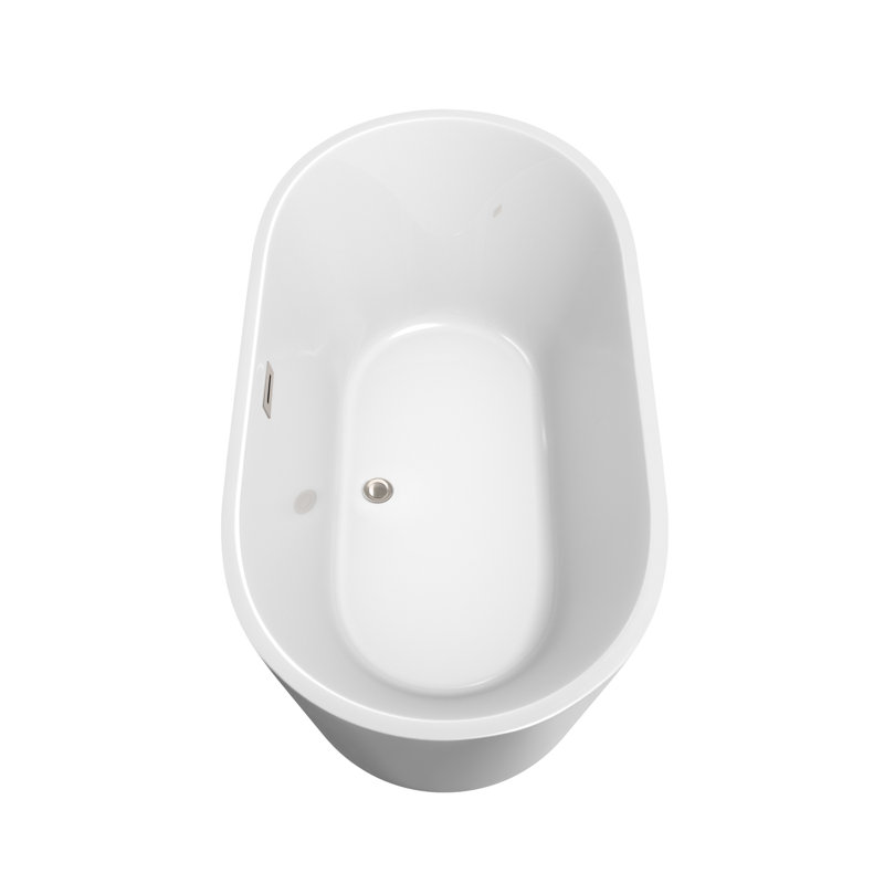 Carissa 60'' x 32'' Soaking Acrylic Bathtub, Brushed Nickel