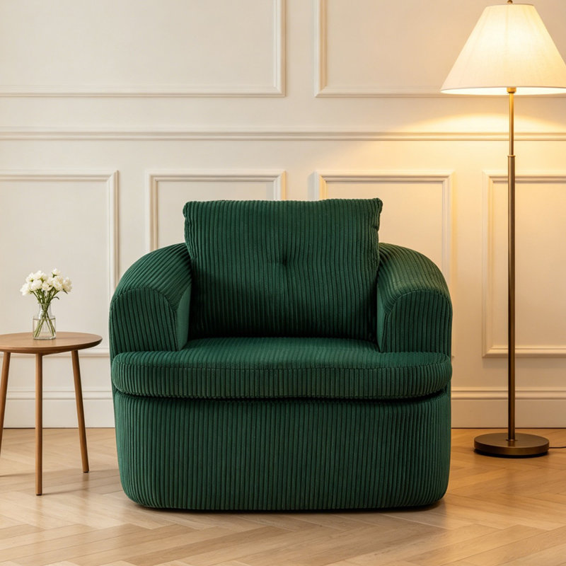 Fauteuil d'appoint pivotant en chenille Cloud-Inspired, Vert