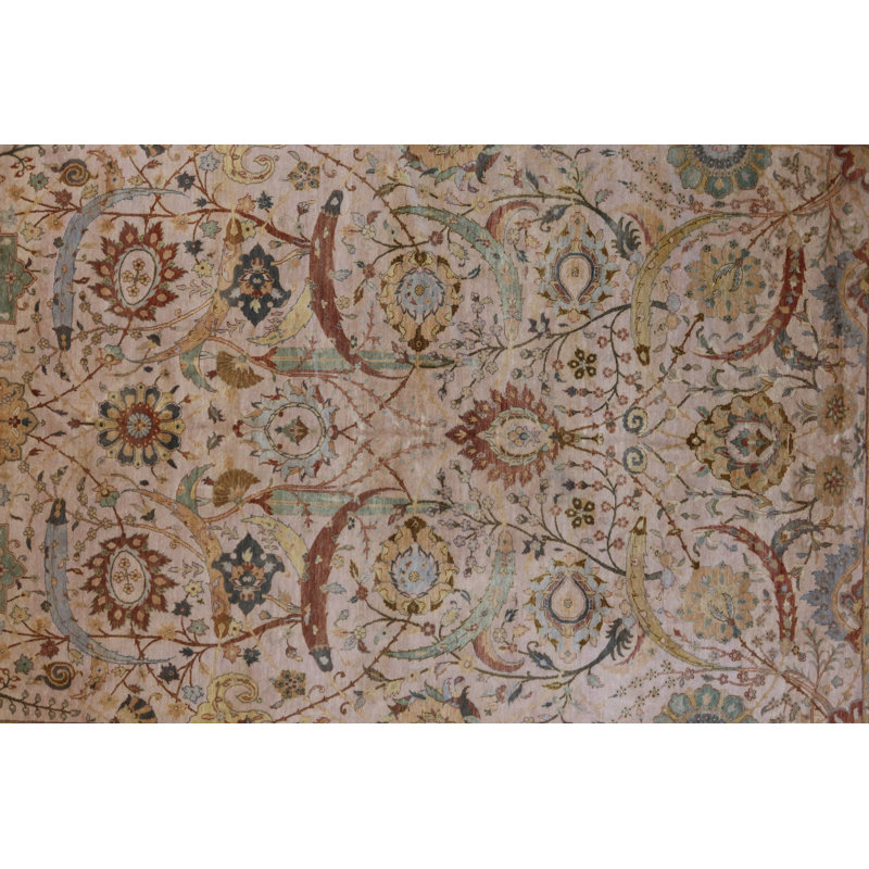 Global Rug One-of-a-Kind Hand-Knotted Pishawar Light Brown/Beige/Light Green/Light Blue 6'9" x 9' Wool Area Rug