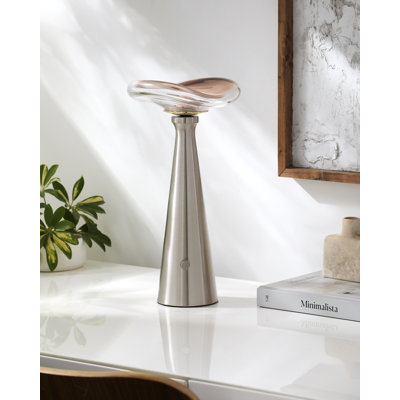 Iron Table Lamp with Glass Shade 