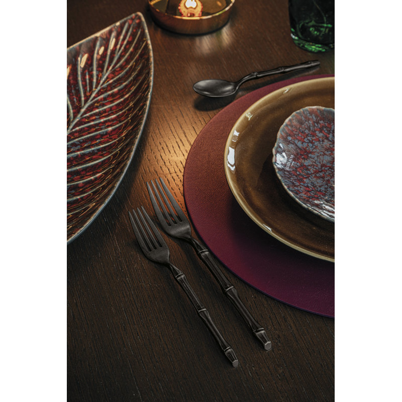 Bali Flatware Set - 20 Pieces, Pewter Black Gold