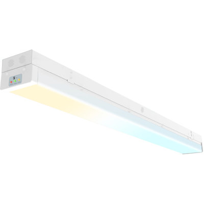 4FT Tri-Level Motion Sensor LED Wraparound Emergency Stairwell Light with Remote, Battery Backup, IP20, 20W(2500lm)/40W(5000lm), 3 CCT, 100-277V, Dimmable, LED Wrap Shop Ceiling Light Fixture, FCC