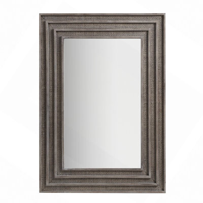 Miroir rectangulaire en bois et rotin