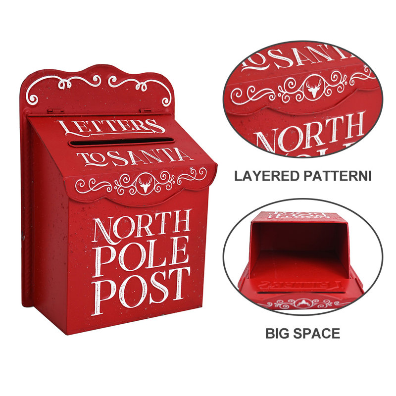 Metal Wall Mounted Post Box, Red