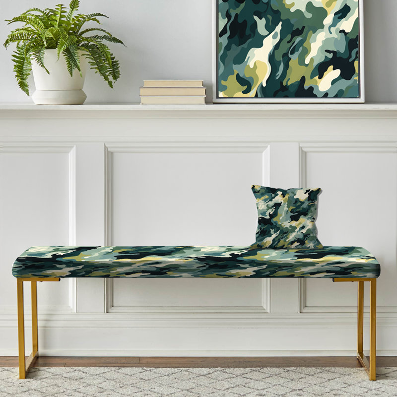 Banc recouvert de camouflage Zen Retreat Serene Camouflage, Green And White Urban Camouflage