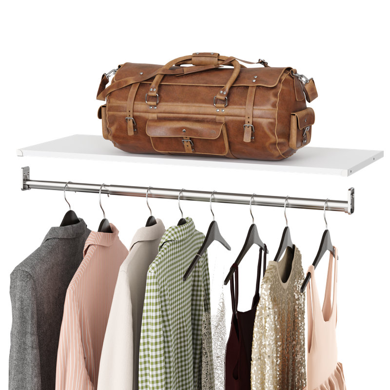 Modular Storage 36.02" W Shelf & Closet Rod, White