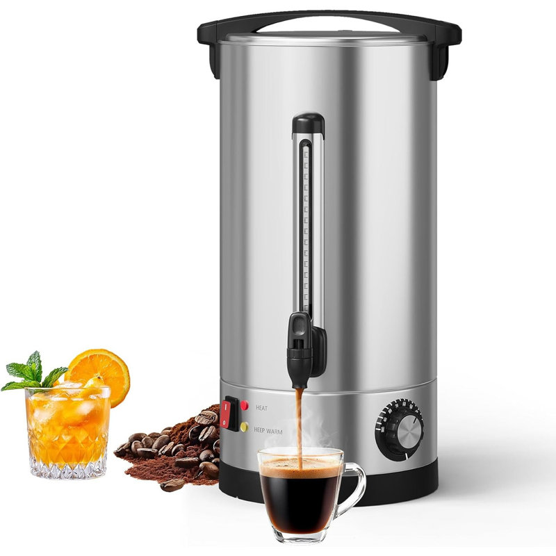 Fast Brew Coffee Urn 70-110 Cup, Double Wall Stainless Steel Beverage Dispenser for Catering & Events, 110 cups
