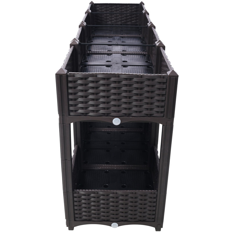 Lit de jardin surélevé en polypropylène: 63 po x 15,7 po x 27,7 po, brun avec drainage pour les légumes, les fleurs et les herbes