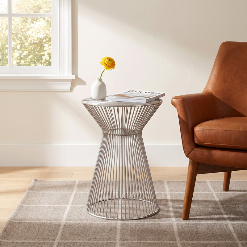 Alberte Iron Top End Table, Nickel