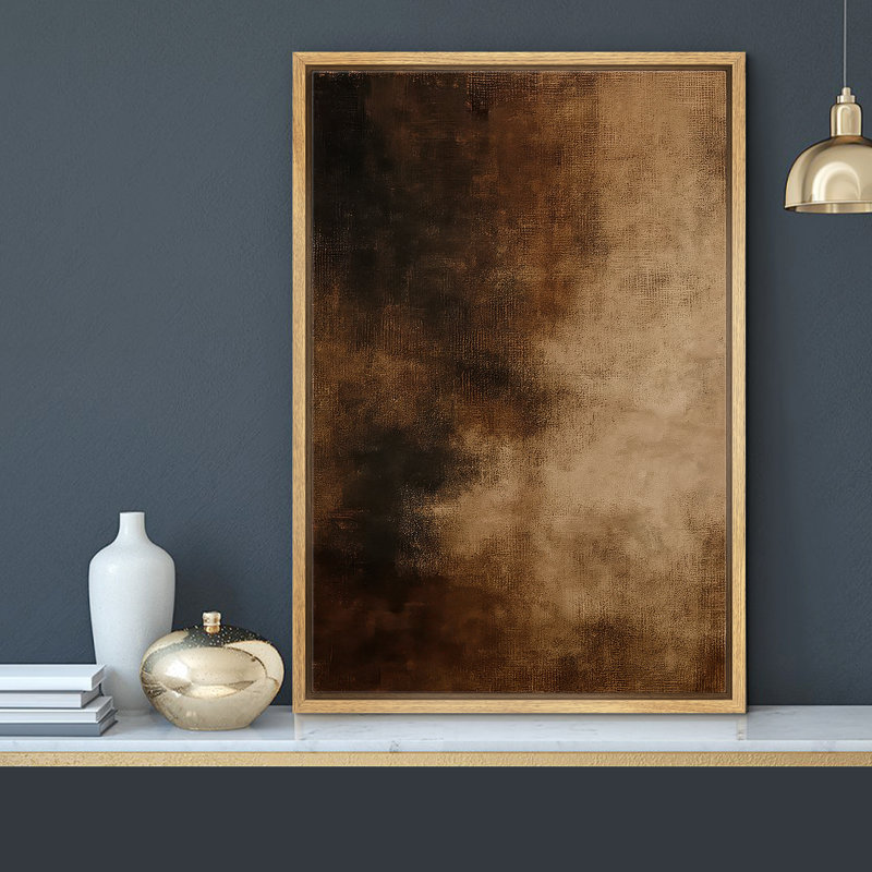 Rich Dark Brown and Warm Golden Brown Blended Wall Accent – Pictures Framed Canvas Print Wall Art, 36" H x 24" W x 1.5" D