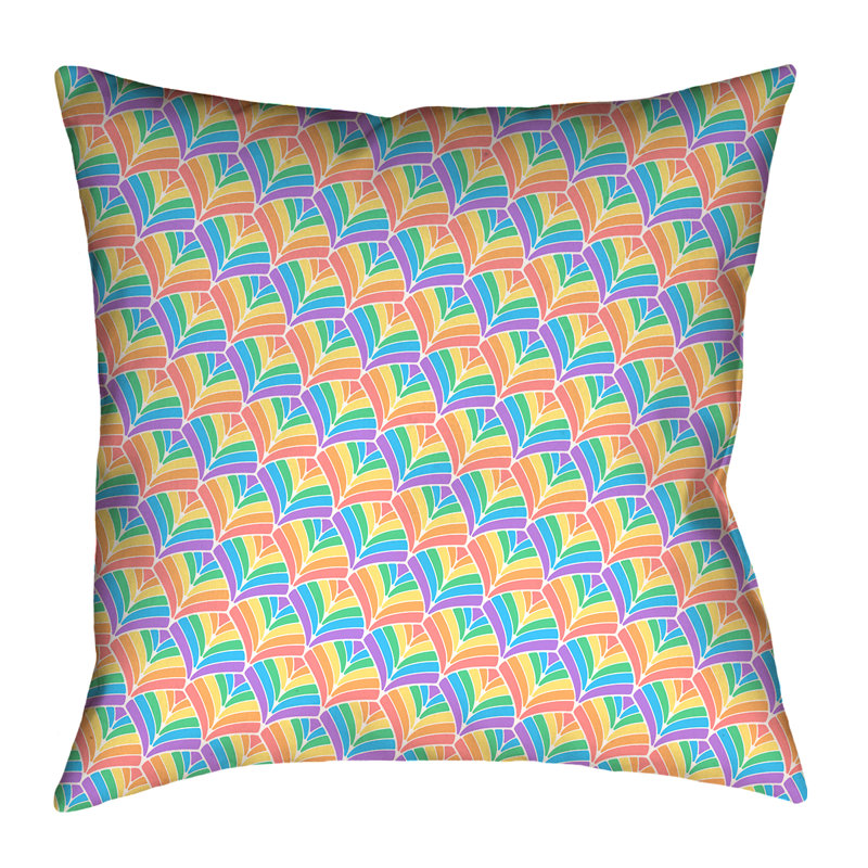 Coussin Katelyn Elizabeth, 18 po x 18 po, Bleu / Vert / Jaune, Polyester filé