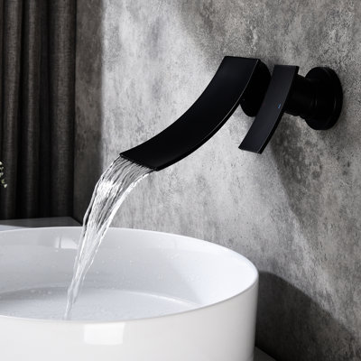 Wall Mount Widespread Bathroom Faucet In Matte Black, Spacious Spout, Precise Control Of Water Flow And Temperature, For Sinks Black Faucet, Wide Exact Temperature Flow, Suited Bathtubs