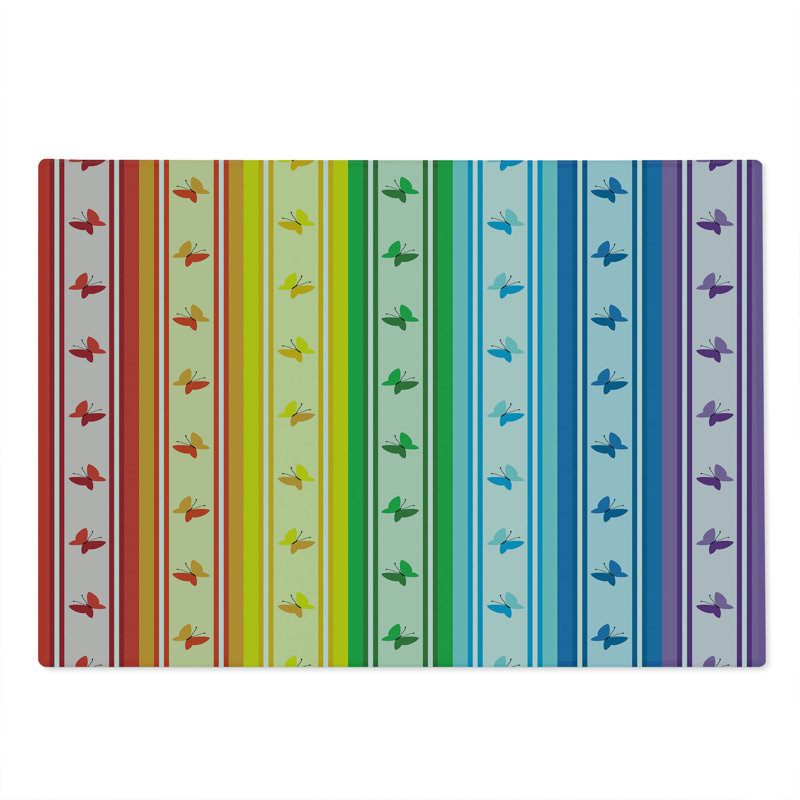 Ambesonne Colorful Cutting Board Large Stripe Rainbow Pattern Multicolor
