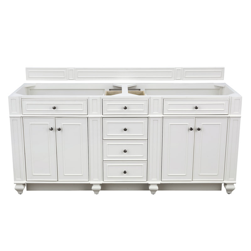 Bristol 72'' W Double Bathroom Vanity Base, Bright White