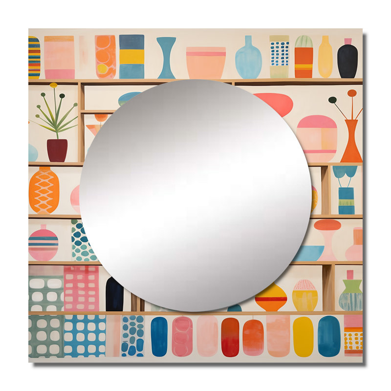 Miroir mural de salon abstrait Sariol, 36 po x 36 po