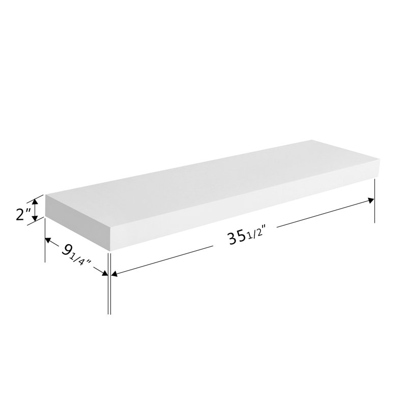 Bovina Floating Shelf, 2" H x 36" W x 9.25" D, White