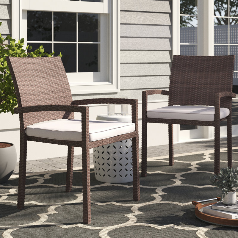 Chaise de patio avec coussin Alyisa, Brun