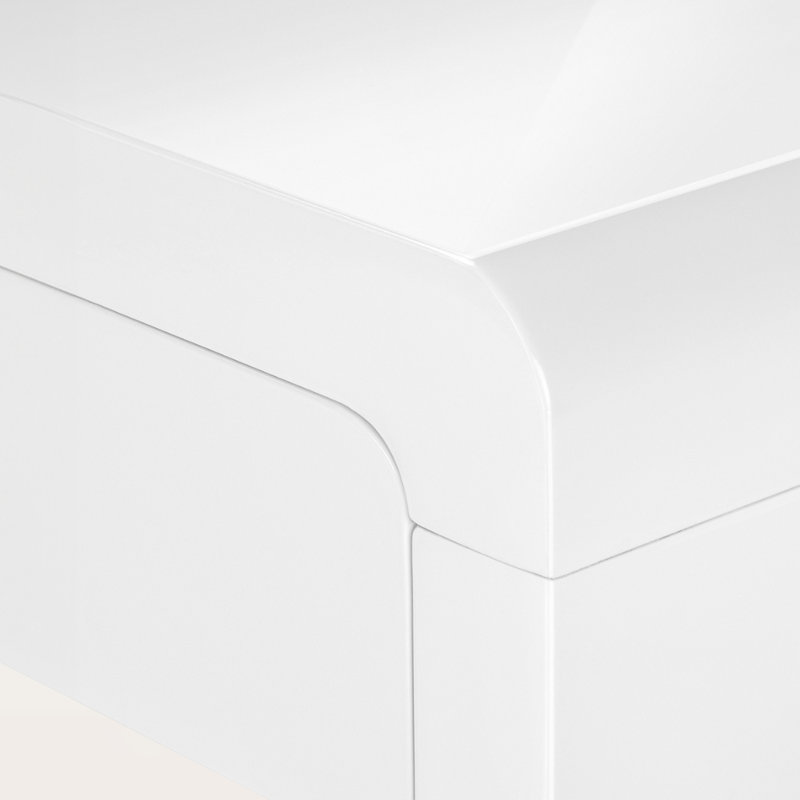 Edeline Glossy White Laminate Computer Desk with Storage Drawers, 29.87'' H X 59.78'' W X 23.48'' D
