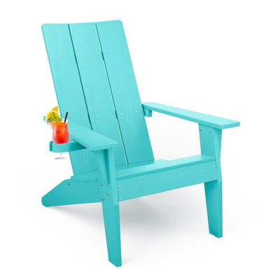 Modern All Weather Outdoor HIPS Plastic/Resin Adirondack Chair Fire Pit Chairs Oversized Patio Chair With Cup Holder
