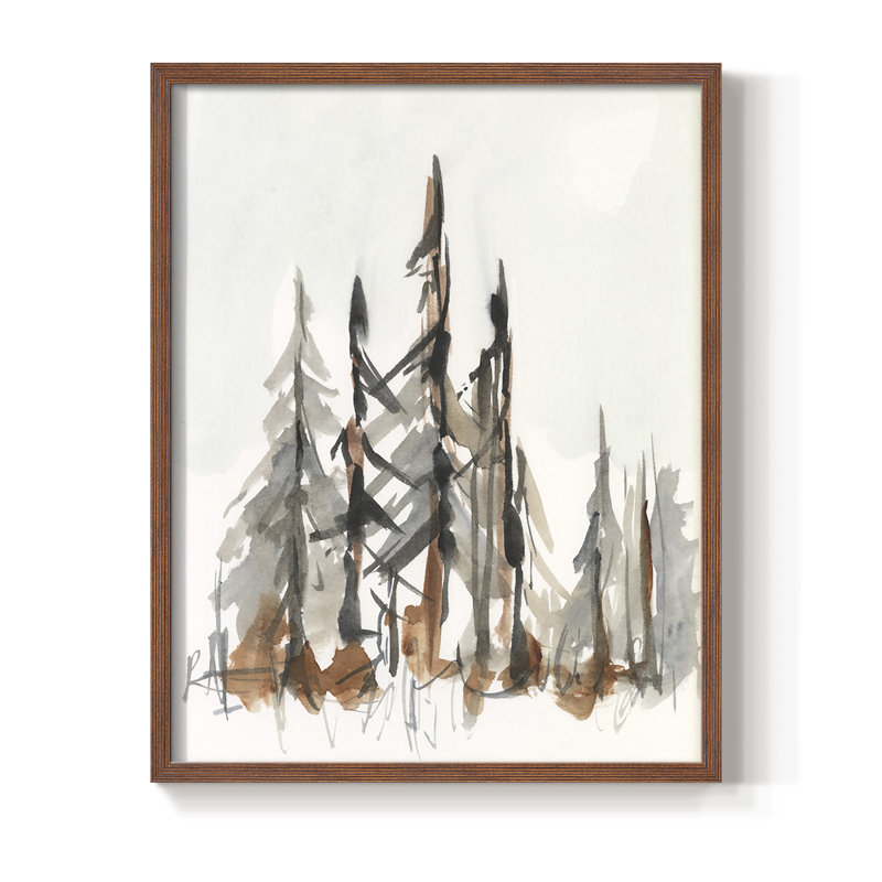 Rustic Evergreen II, reproduction encadrée - bois massif, H 20 po x l 16 po, Brun