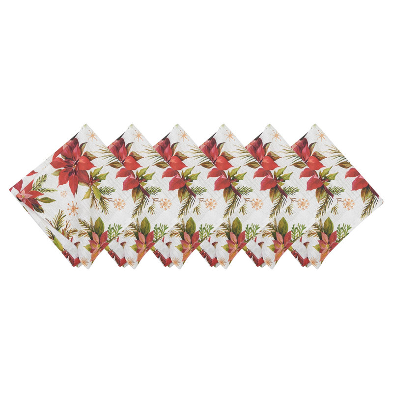 Poinsettia Christmas Napkin Set of 6