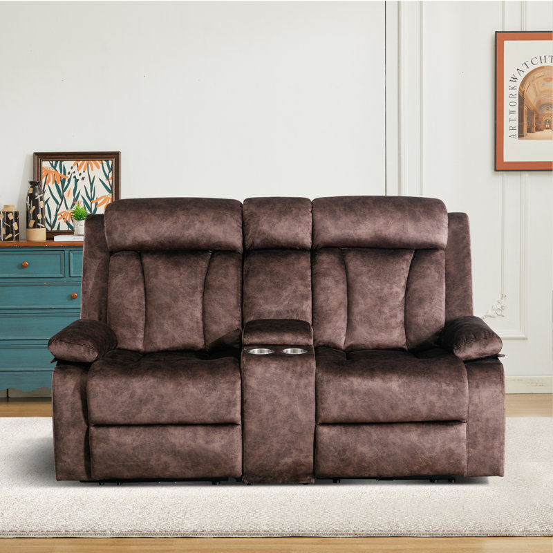 70.9'' Velvet Pillow Top Arm Reclining Loveseat, Brown Velvet