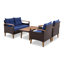 Mobilier de jardin 4 pièces GO, ensemble de sièges de patio, ensemble de canapé d'extérieur en rotin PE, table et pieds en bois, brun-1207821611