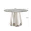 Table de salle à manger ronde en marbre de 47 po, table de cuisine moderne avec plateau en faux marbre ultrabrillant et base en acier inoxydable pour la salle à manger, cuisine (argent, gris) (table seulement)-2083002958-2083002955