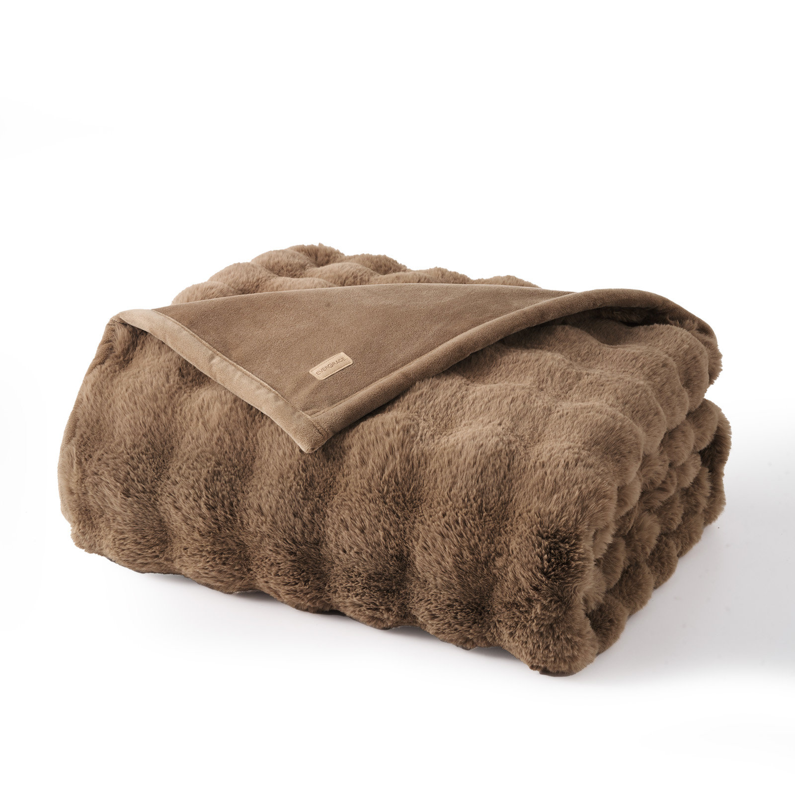 Faux Fur Weighted Throw Blanket, 60" L x 50" W, Natural Tan