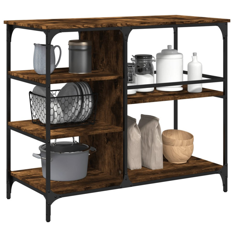 Ventre Metal Bar Cart, Smoked Oak