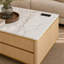 Table basse de 47,2 po avec 4 tiroirs, plateau UV en marbre ultrabrillant Adlington, bande lumineuse à DEL Bluetooth, 2 prises CA, charge USB et USB-C Adlington-128978618