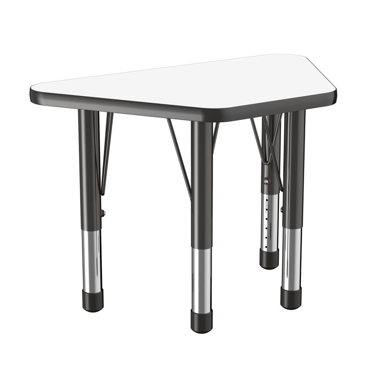 Table d'activité trapézoïdale effaçable à sec avec pieds réglables, 18 po x 30 po, Tableau blanc / noir, Épais