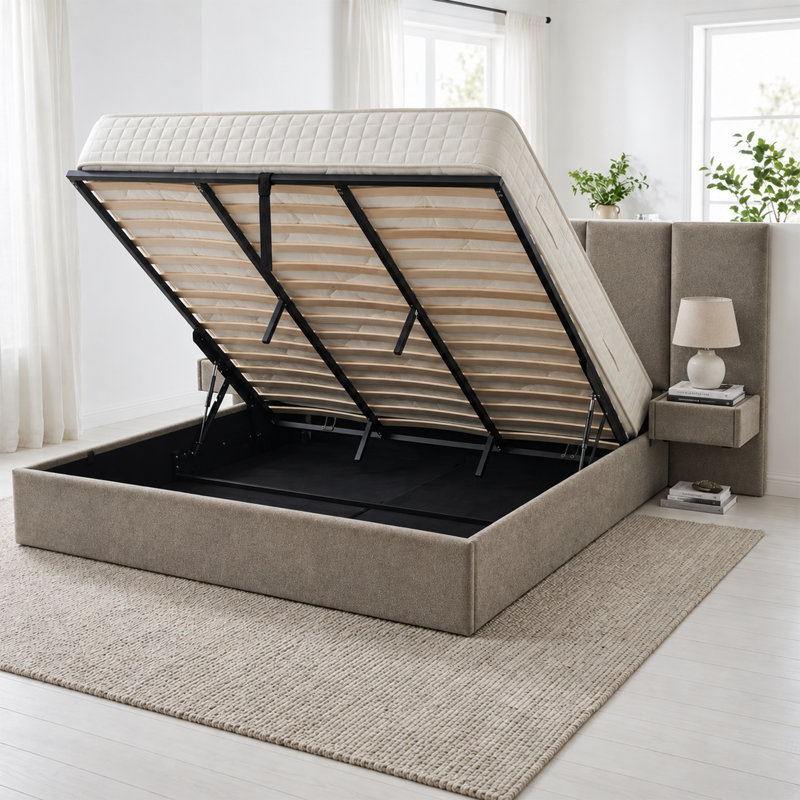 Structure de lit avec rangement Iokaste Iokaste, Très grand, gris