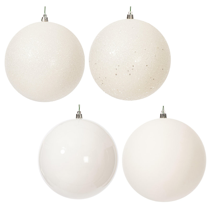 Holiday Décor Ball Ornament, 6" H x 6" W x 6" D, White