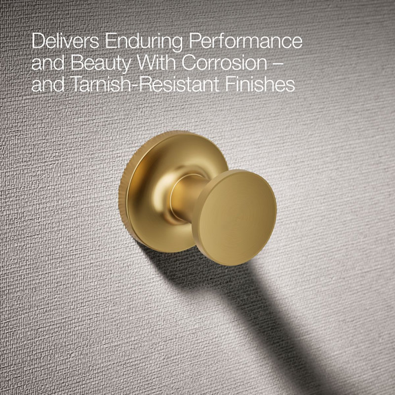 Purist® Wall Mounted Round Bathroom Robe Hook, Towel Hook, Clothing Hook, Vibrant Brushed Moderne Brass