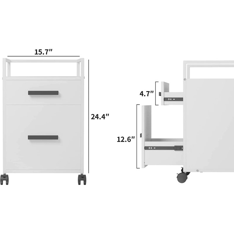 Color 15.7'' Wide 2 -Drawer Mobile File Cabinet, White