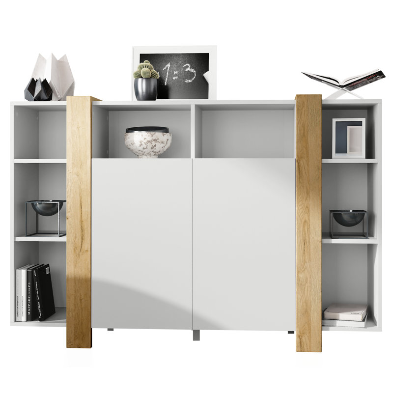 Abbie-May 149cm Sideboard, Matt White/Natural Oak
