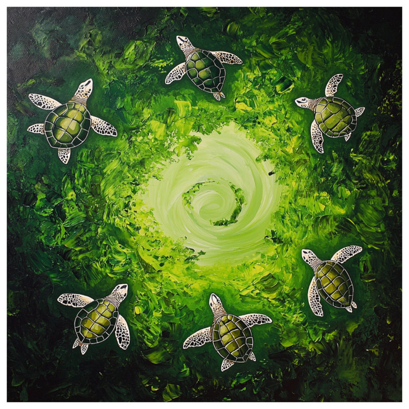 Coussins Green Turtles Swirl, 14 X 14 pouces