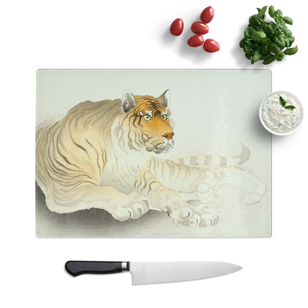 Tempered Glass Tiger by Ohara Koson Chopping Board