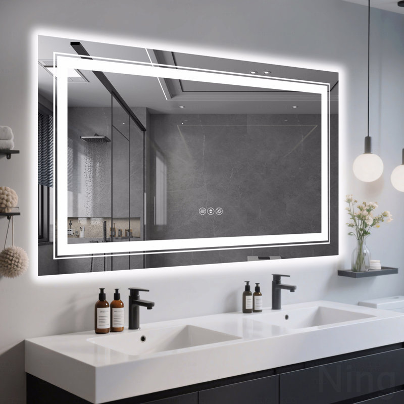 Miroir décoratif de salle de bain sans cadre à DEL, miroir intelligent, 40 po x 24 po