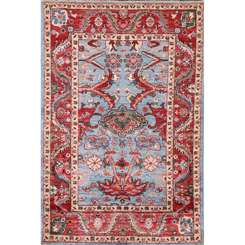 Tapis oriental à motif végétal Ziegler noué à la main 3 x 5