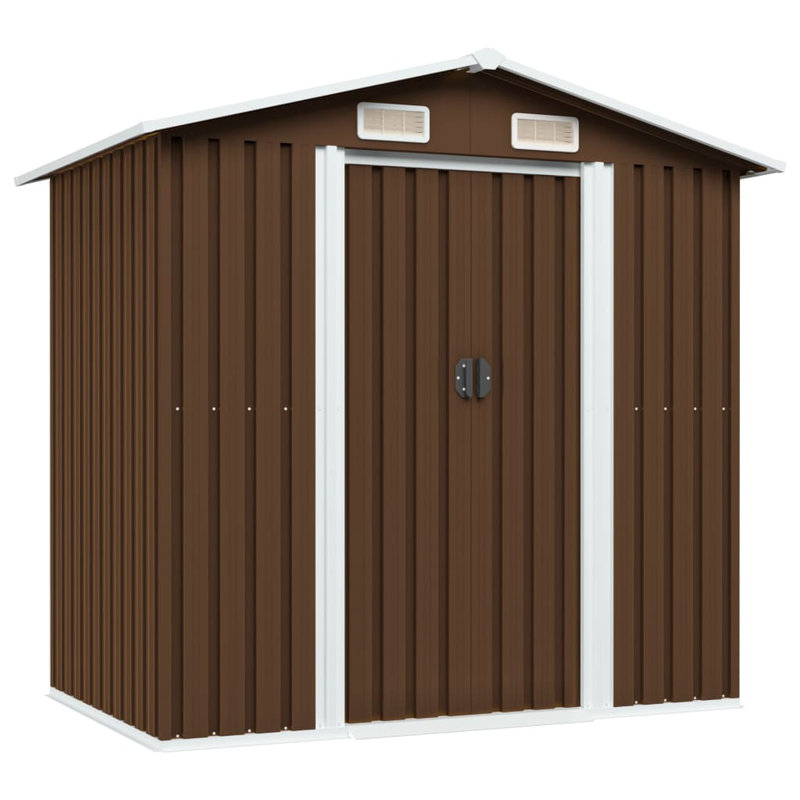 Garden Storage Shed Steel 204x132x186 cm, Brown